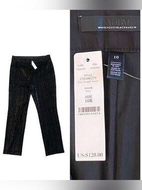 White House Black Market High- Rise Zoey Straight Sequin Velvet Black Pant Women